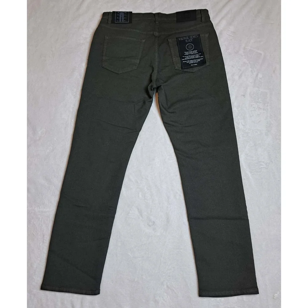 VGB Vintage Genes Black Men's Stretch Green Jeans Size 34X30 New